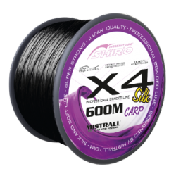 Shiro Silk Braided Line X4 -Black carp 600M – Średnica 0,36 mm, Wytrzymałość 38,90, Opakowanie 1 szt/pcs