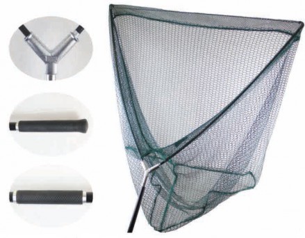 Podbierak karpiowy – Długość 280cm, Sekcje 2, Wymiary kosza 110x110cm, Rozmiar oczka 15x8mm, Kolor siatki Zielony
