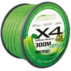 Shiro Silk Braided Line X4 - Green Catfish 300M – Średnica 0,80 mm, Wytrzymałość 72,60 kg, Opakowanie 10 szt/pcs