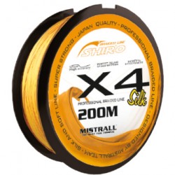 Shiro Silk Braided Line X4 - Orange200M – Średnica 0,23 mm, Wytrzymałość 23,60 kg, Opakowanie 10 szt/pcs