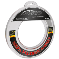 Shiro Fluorocarbon 100% – Średnica 0,25mm, Wytrzymałość 8,35 kg, Opakowanie 5 szt/pcs