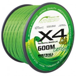 Shiro Silk Braided Line X4 - Green Catfish 600M – Średnica 0,80 mm, Wytrzymałość 72,60 kg, Opakowanie 10 szt/pcs