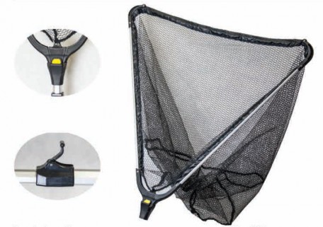Podbierak wyczynowy gumowana siatka X8 – Długość 200cm, Sekcje 2, Wymiary kosza 60x60cm, Rozmiar oczka 8x8mm, Kolor siatki Czarna gumowana